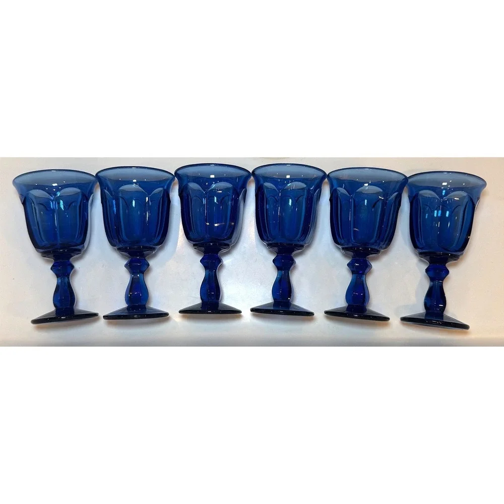 Vintage Imperial Glass Old Williamsburg Cobalt Goblets‎ 5.3